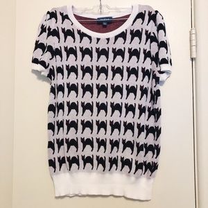 ModCloth Black Halloween Cat Short Sleeved Sweater